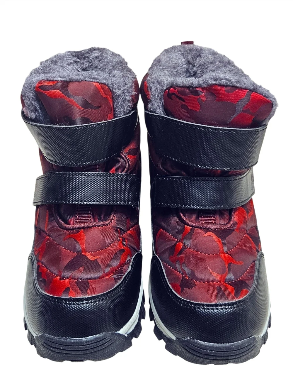 Kids Size 4Y Red Camo Insulated Winter Snow Boots